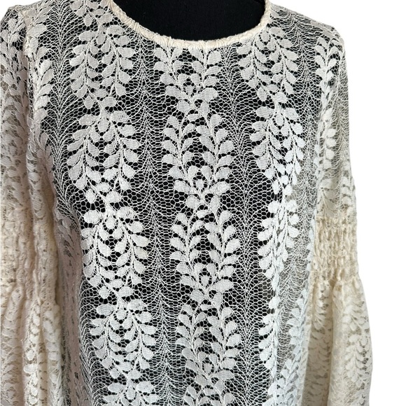 Michael Michael Kors Ivory Bell Sleeve Lace Dress Size M - Picture 6 of 15